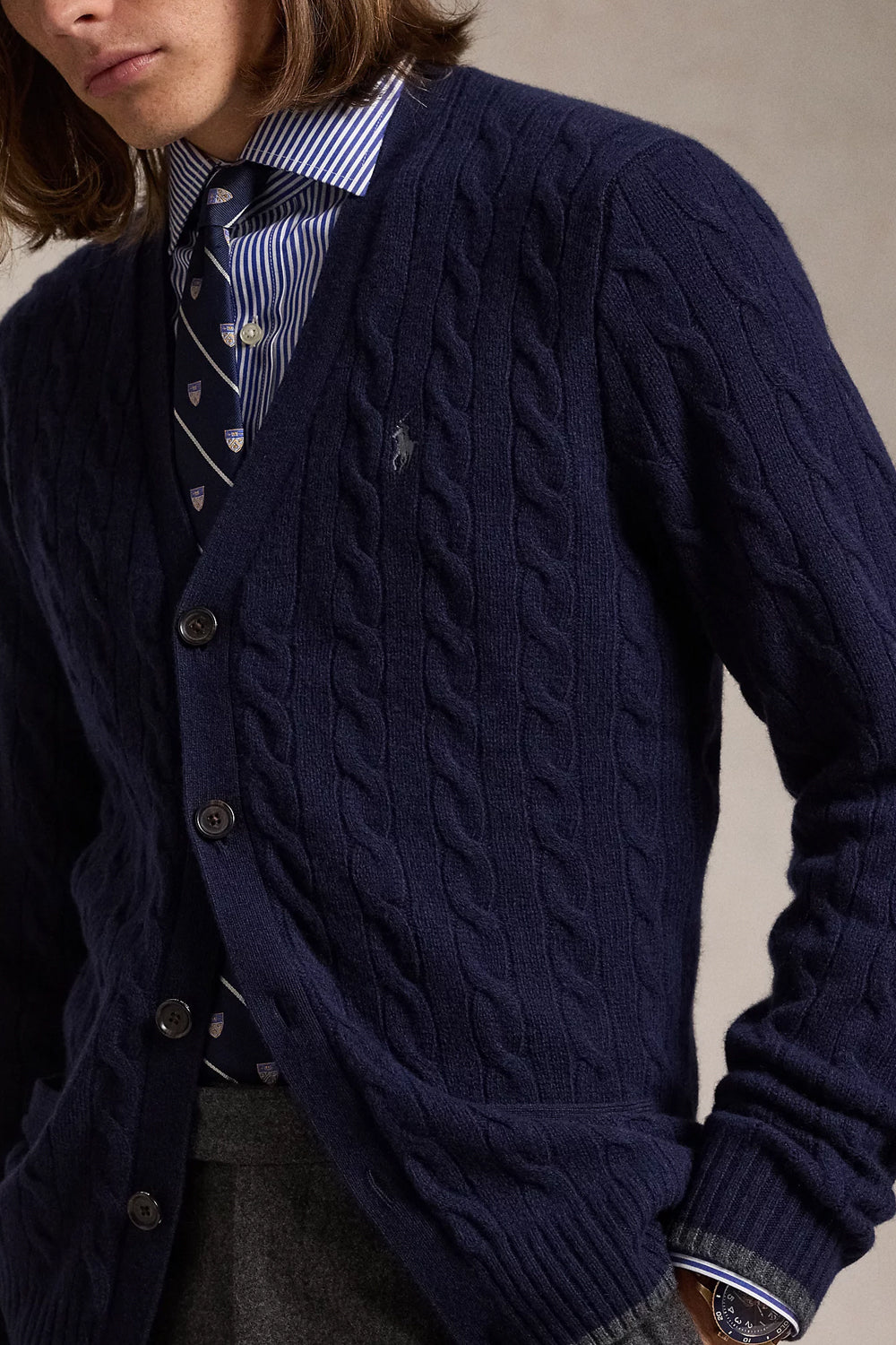 POLO RALPH LAUREN Cardigan a trecce in lana e cashmere