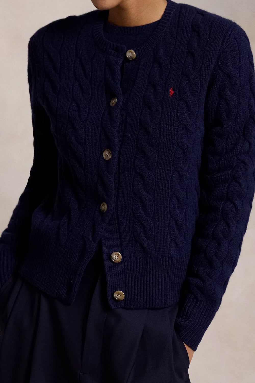 POLO RALPH LAUREN Cardigan a trecce in lana e cashmere