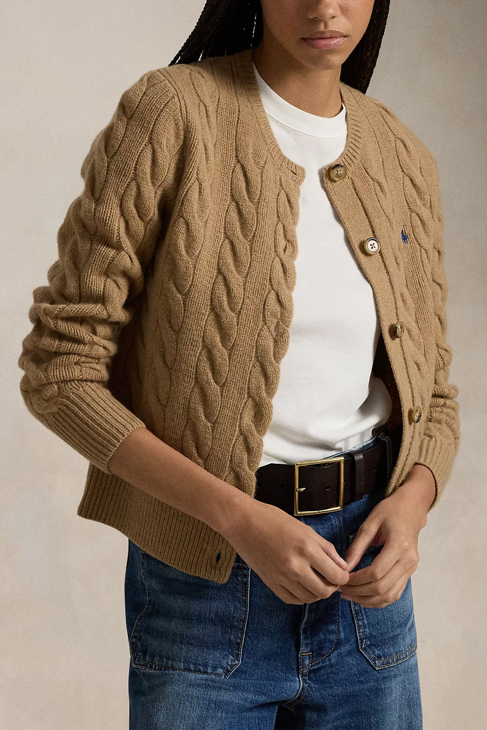 POLO RALPH LAUREN Cardigan a trecce in lana e cashmere