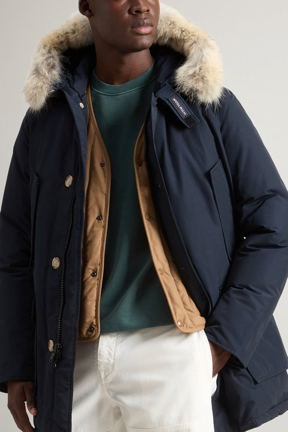 WOOLRICH Arctic Parka in Ramar Cloth con pelliccia removibile